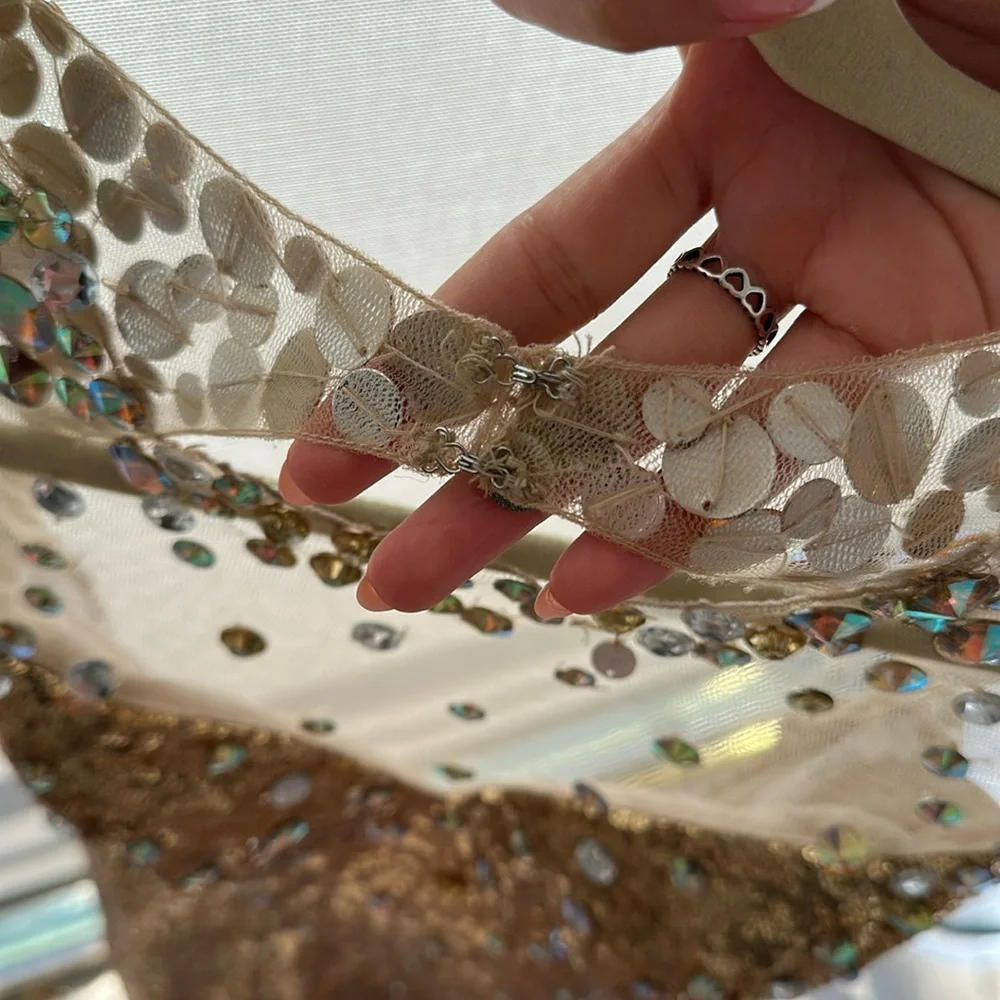 Only worn once Tony bowls long gold sequence dress⭐️ - Picture 10 of 13